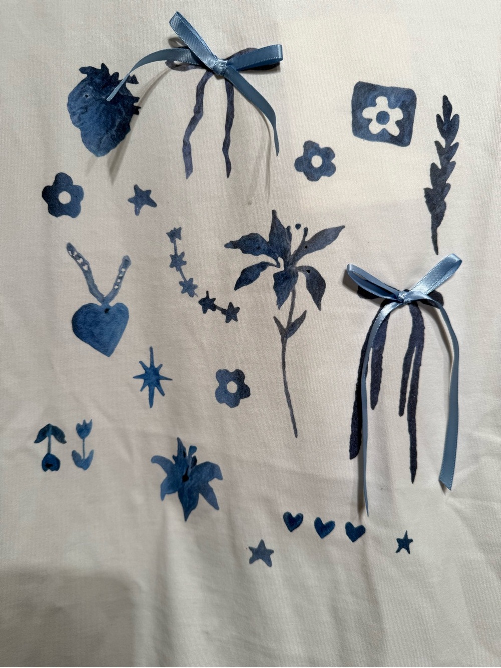 Rosie Posie White Graphic Tee with Blue Bow Accents - Picture 6 of 7
